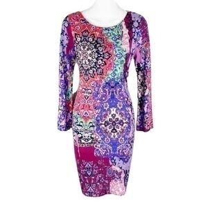 Nicole Miller Artelier multicolor print dress Small S AB25